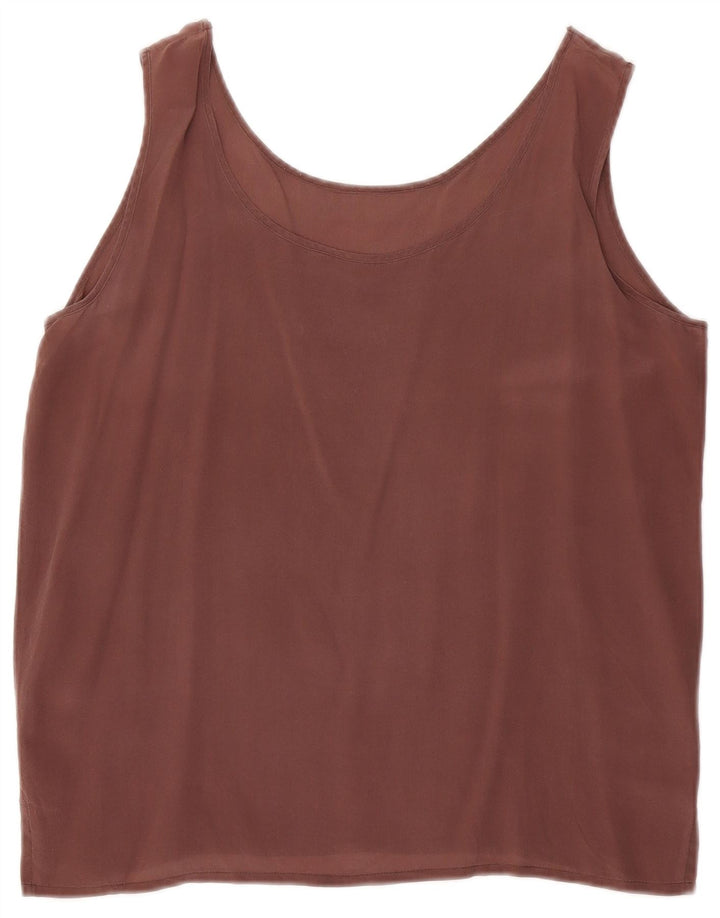 Vintage Damen Ärmelloses Weste Top UK 16 Large Braun