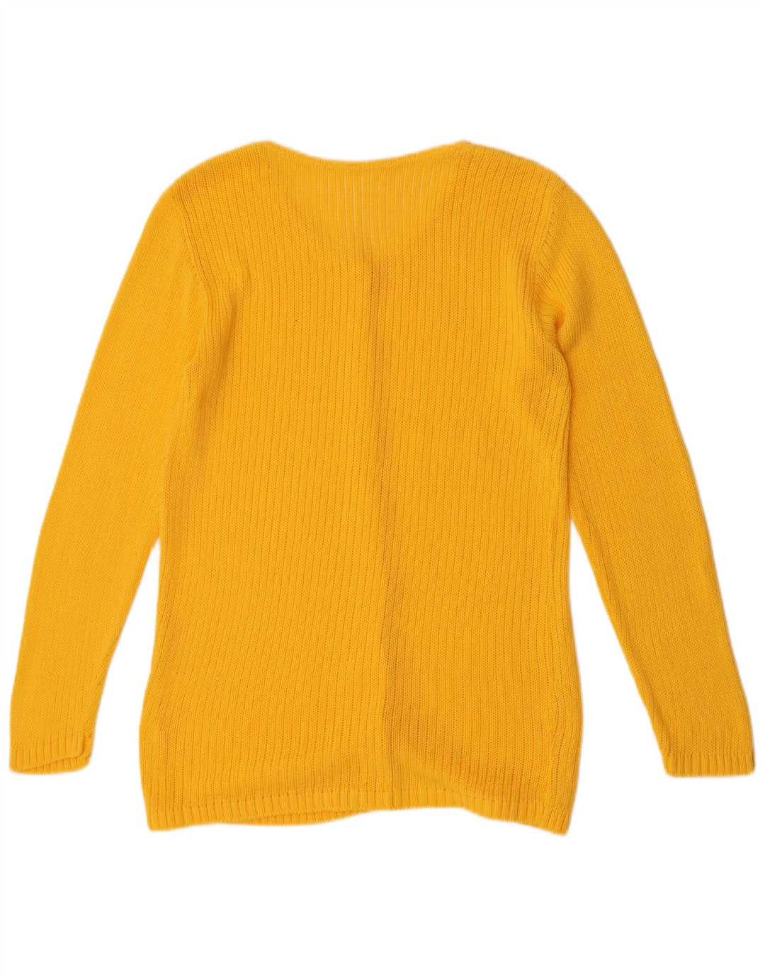 VINTAGE Damen Strickjacke Pullover UK 14 Mittelgelb