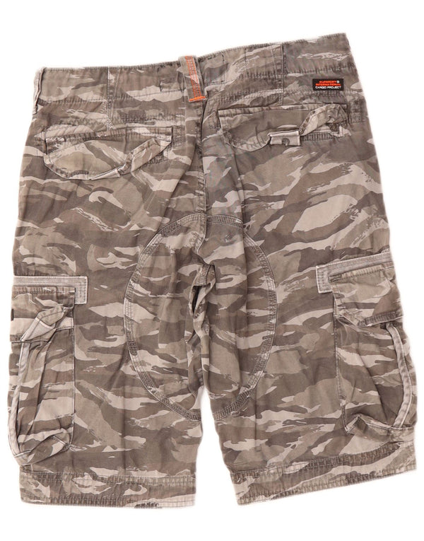 SUPERDRY Herren-Cargoshorts W31, mittlere Khaki-Camouflage-Baumwolle