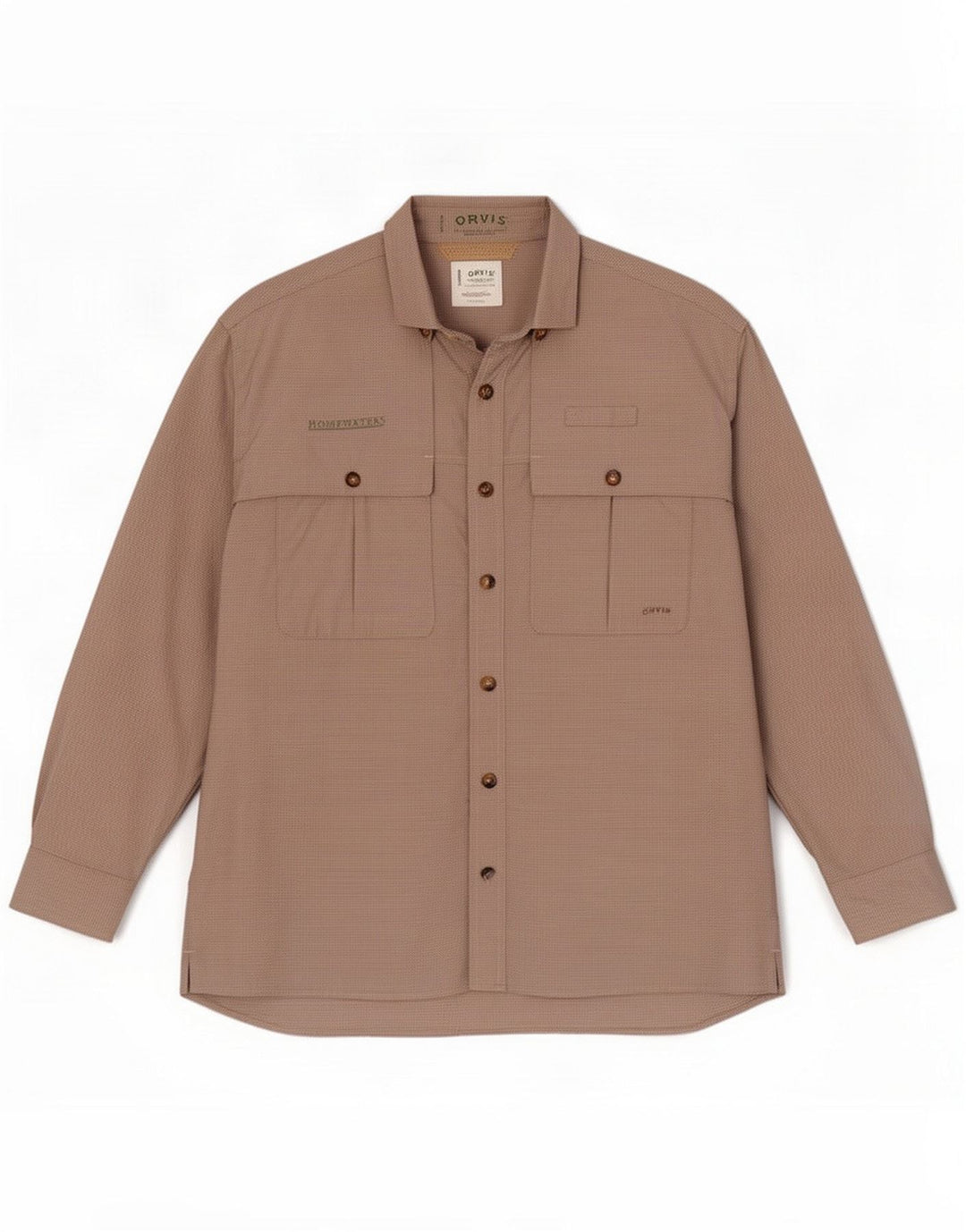 Orvis Herren-Reisehemd, groß, beige Gingham-Polyester