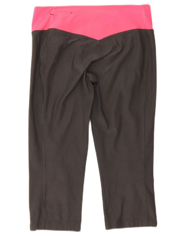 Nike Damen Dri Fit Capri-Leggings UK 12 Mittelgraues Colourblock-Polyester