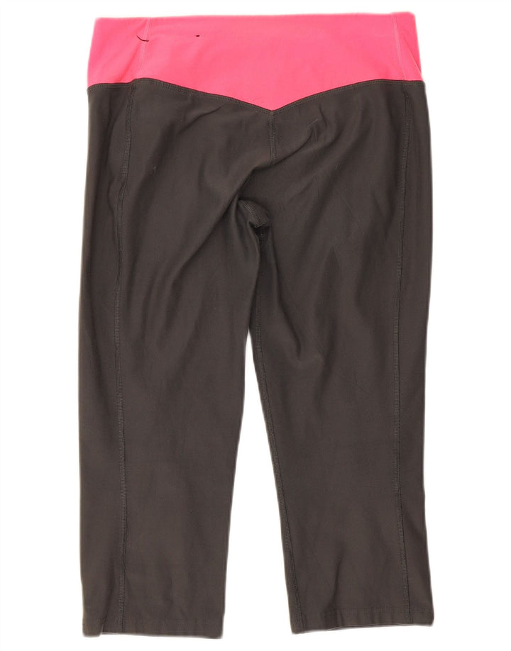 Nike Damen Dri Fit Capri-Leggings UK 12 Mittelgraues Colourblock-Polyester