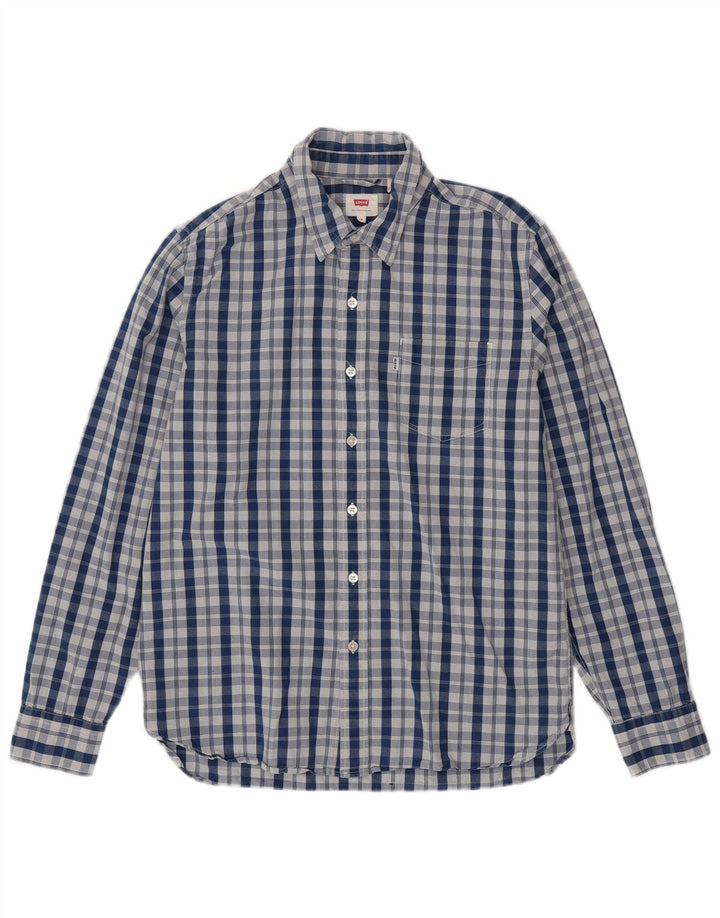 LEVI'S Herrenhemd aus mittelblau karierter Baumwolle