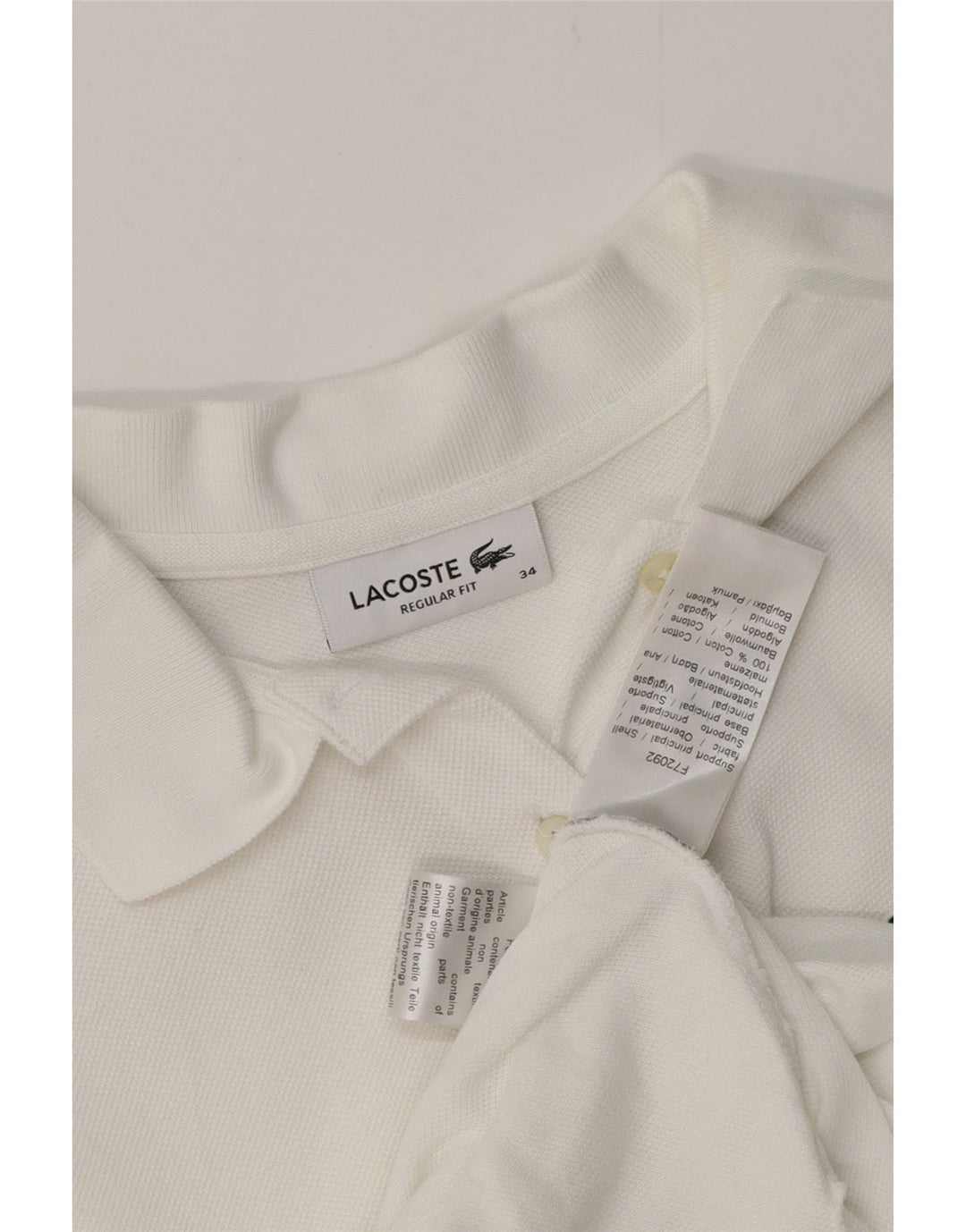 LACOSTE Damen-Poloshirt mit normaler Passform, Größe 34, kleine weiße Baumwolle
