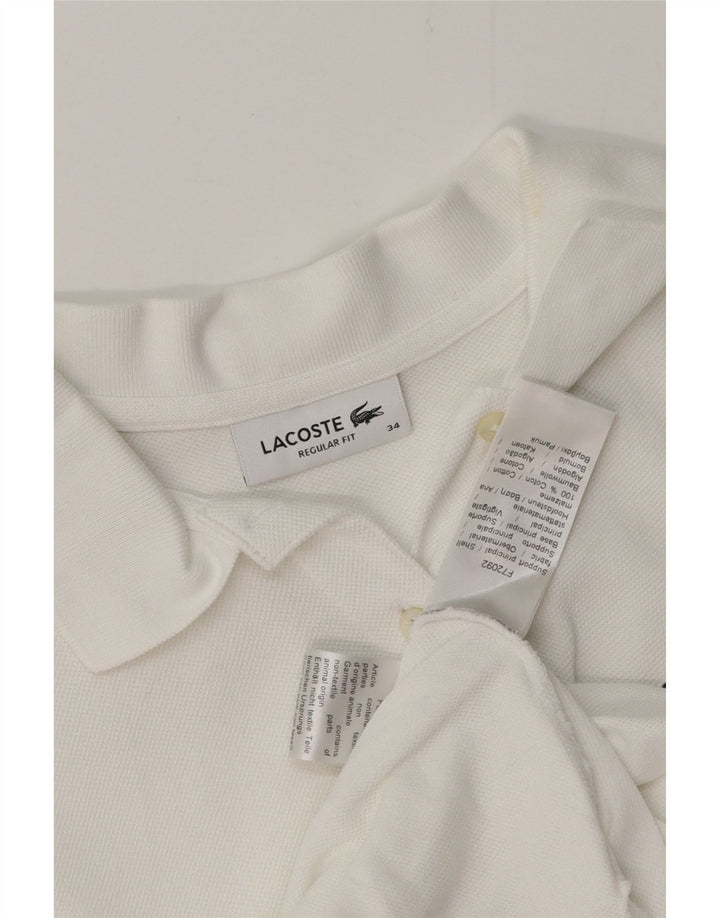 LACOSTE Damen-Poloshirt mit normaler Passform, Größe 34, kleine weiße Baumwolle