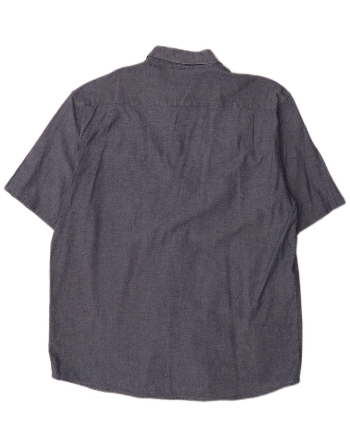 Wrangler Herren-Kurzarmhemd, groß, marineblau, Baumwolle