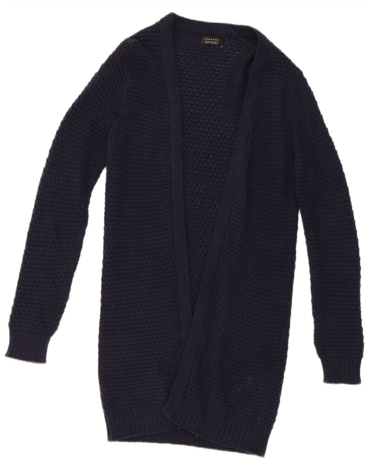 Offener Strickjackenpullover für Herren von ZARA, mittelmarineblaue Baumwolle