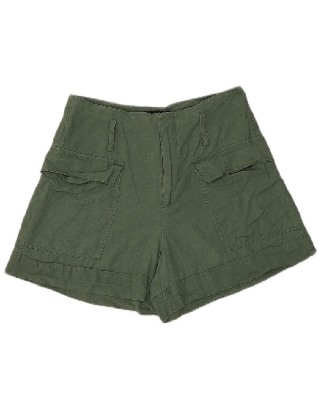 Zara Damen Cargoshorts Small W26 Grünes Leinen