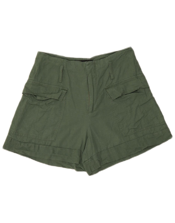 Zara Damen Cargoshorts Small W26 Grünes Leinen
