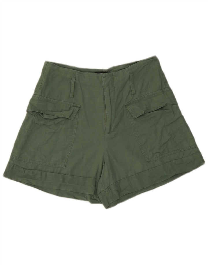 Zara Damen Cargoshorts Small W26 Grünes Leinen