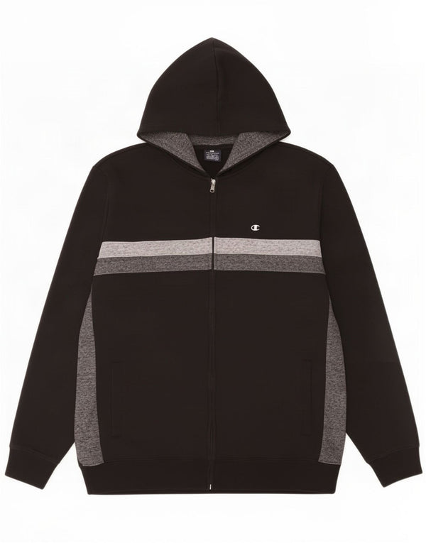 Champion Herren-Kapuzenpullover mit Reißverschluss, 2XL, schwarze Farbblock-Baumwolle
