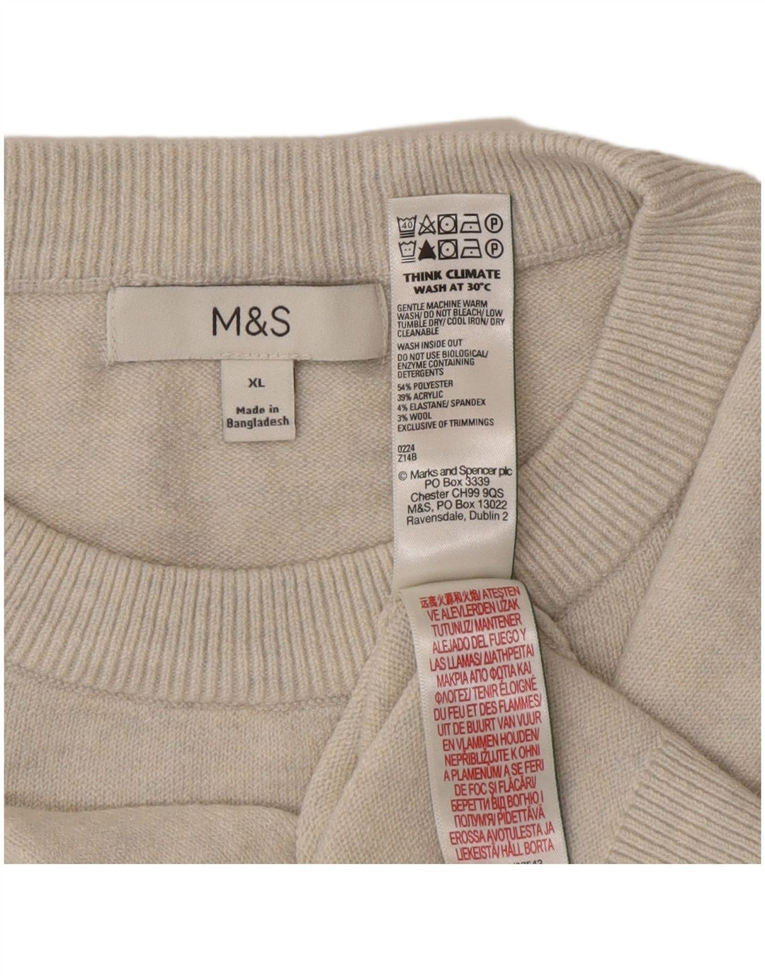 Marks & Spencer Herren-Pullover mit Rundhalsausschnitt, XL, grau, Polyester