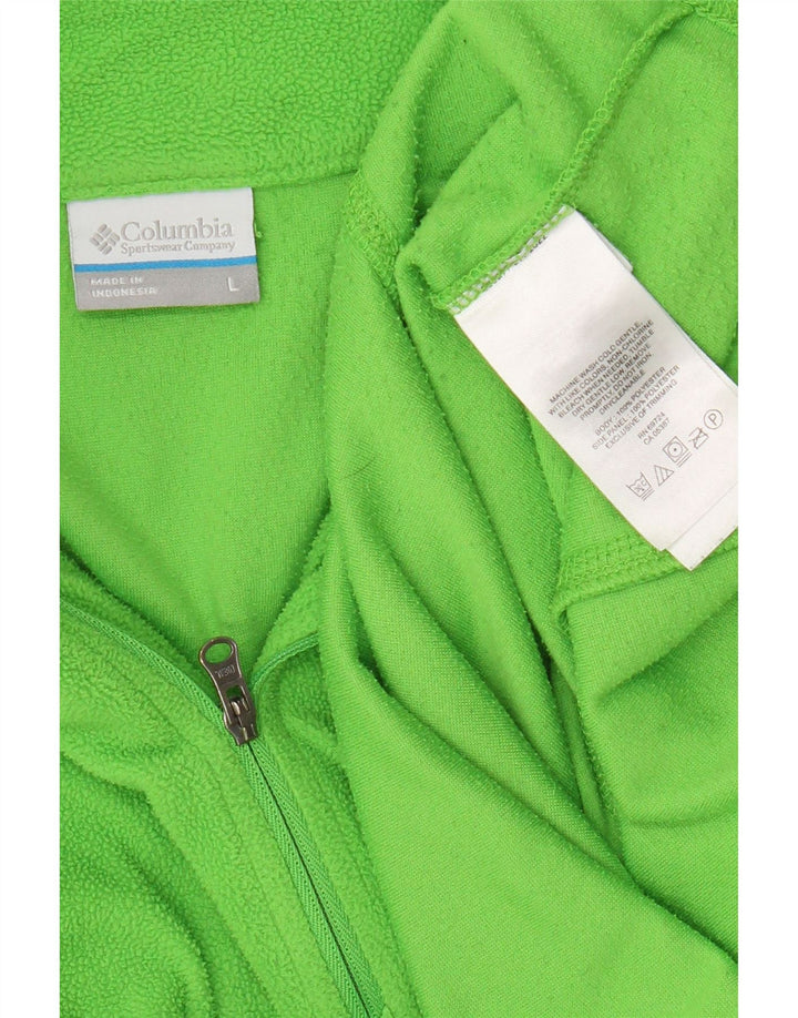Columbia Herren-Fleecepullover mit Reißverschluss am Hals, groß, grünes Polyester