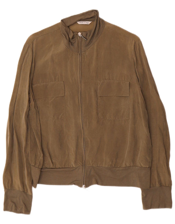 Vintage Damen Bomberjacke UK 12 Medium Khaki