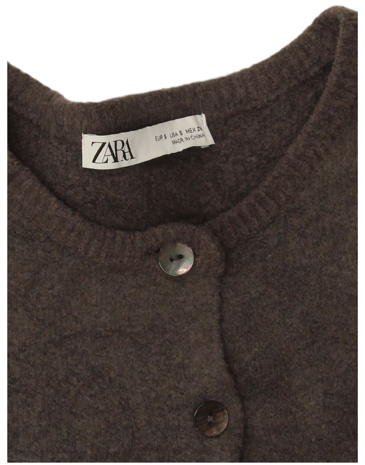 Zara Damen Crop Oversized Cardigan Pullover UK 10 Small Grau