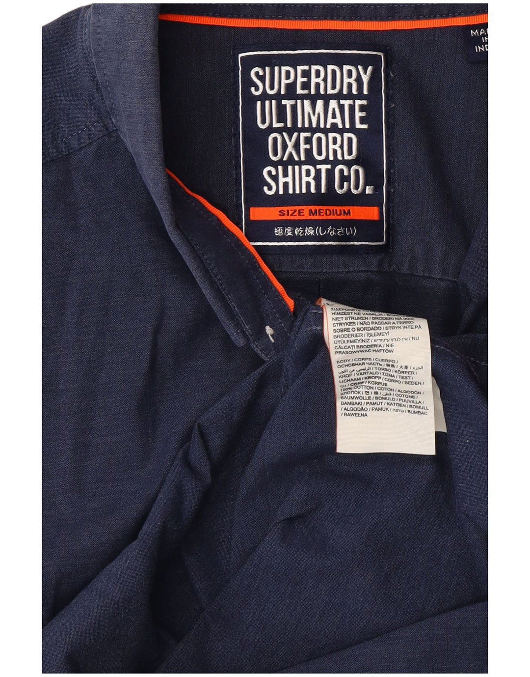 SUPERDRY Herren-Kurzarmhemd mit normaler Passform, mittelmarineblaue Baumwolle