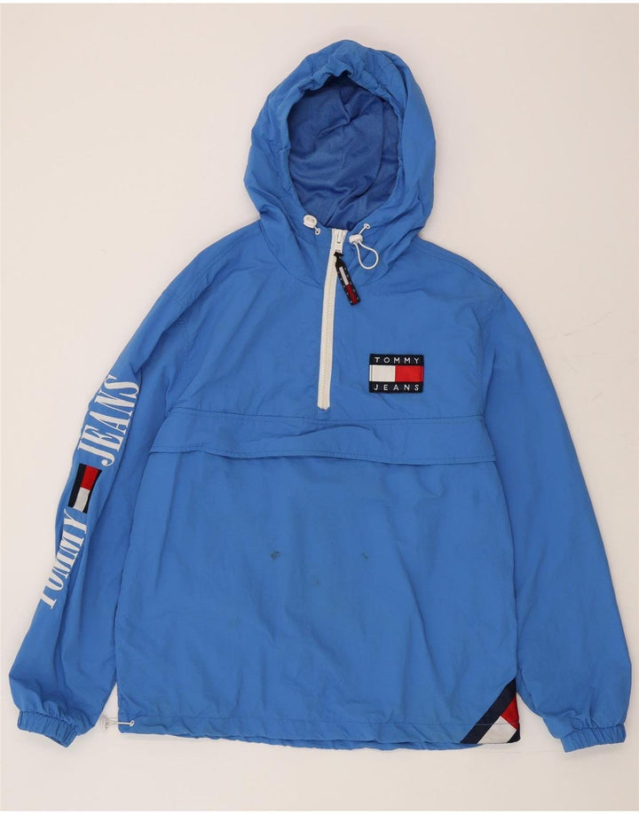 Tommy Hilfiger Herren-Anorakjacke mit Kapuze und Grafik, UK 38, Mittelblau