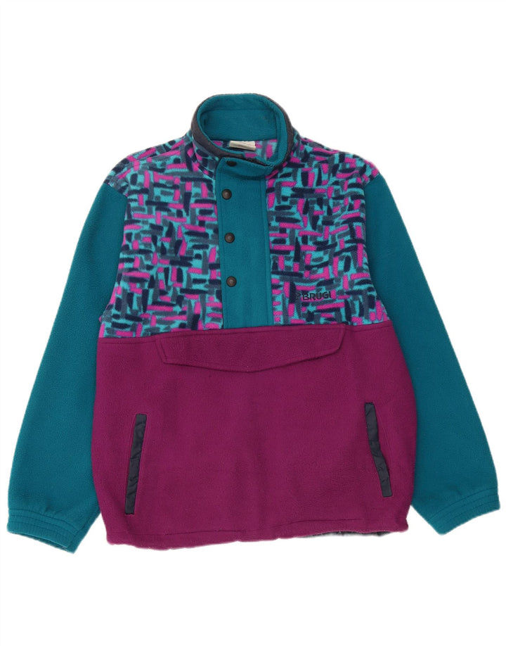 Brugi Herren-Fleecepullover mit Reißverschluss am Hals, kleines blaues geometrisches Polyester