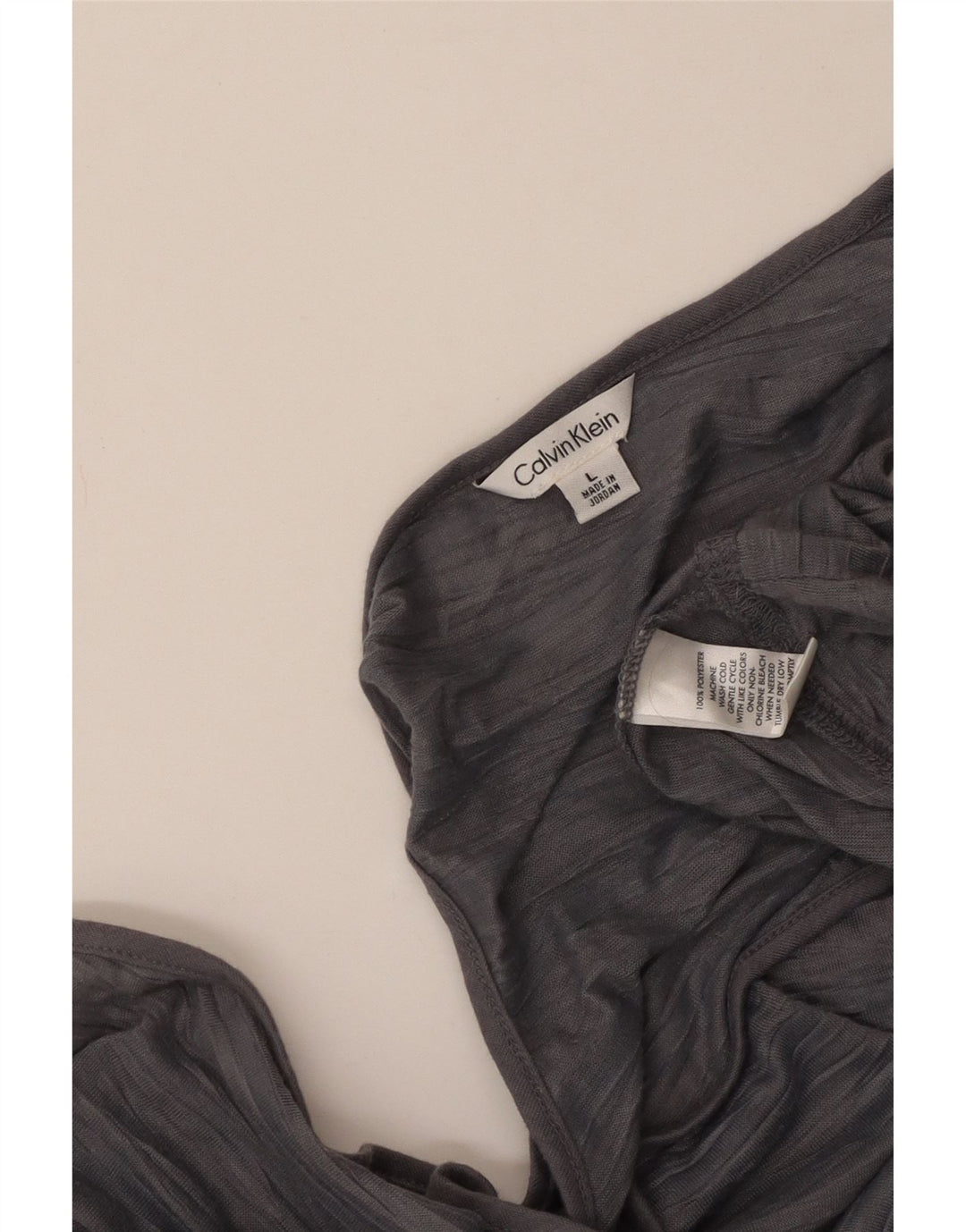 CALVIN KLEIN Damen Weste Top UK 14 Großes grau gestreiftes Polyester