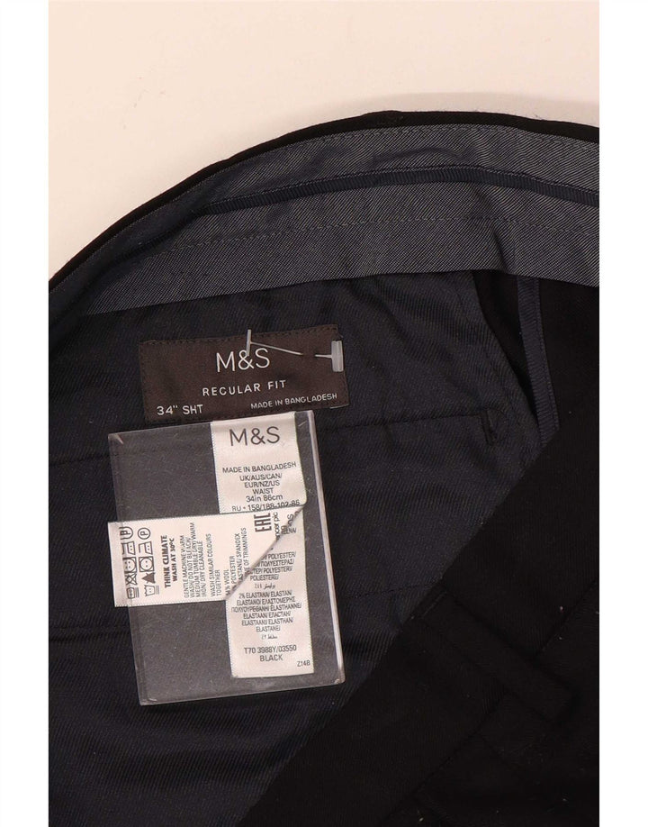 Marks & Spencer Herren-Chinohose mit normaler Passform, W34, L29, schwarze Wolle