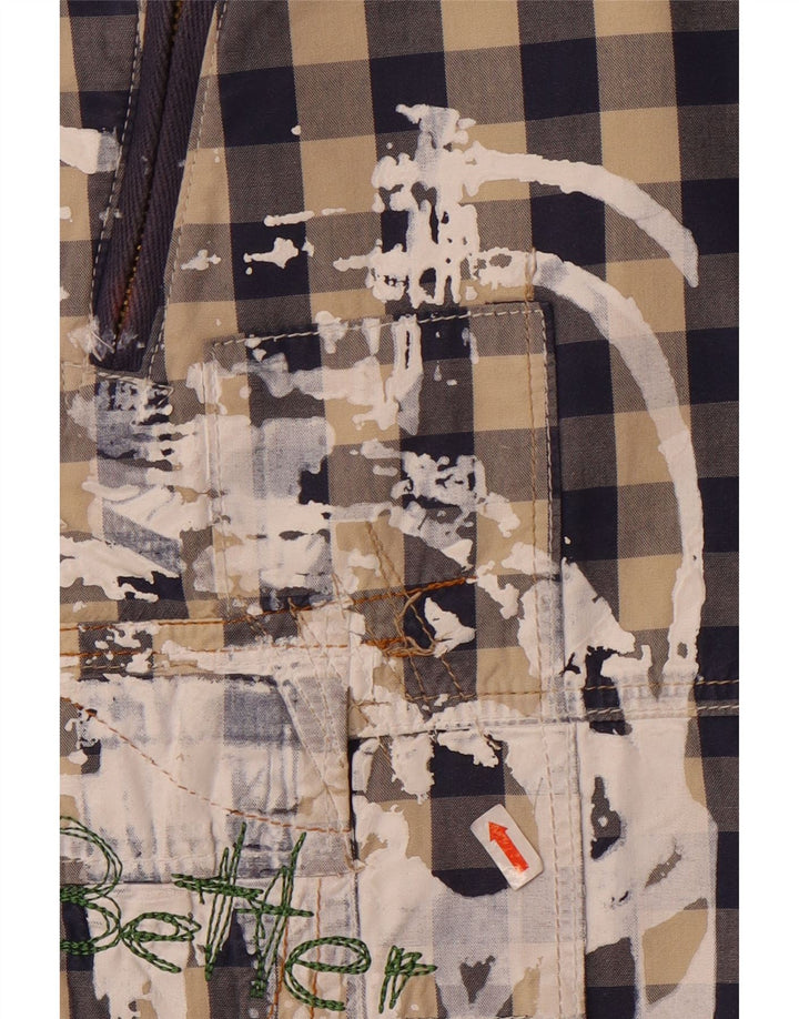 Desigual Damen Graphic Cargo Shorts EU 42 Large W34 Marineblau Gingham