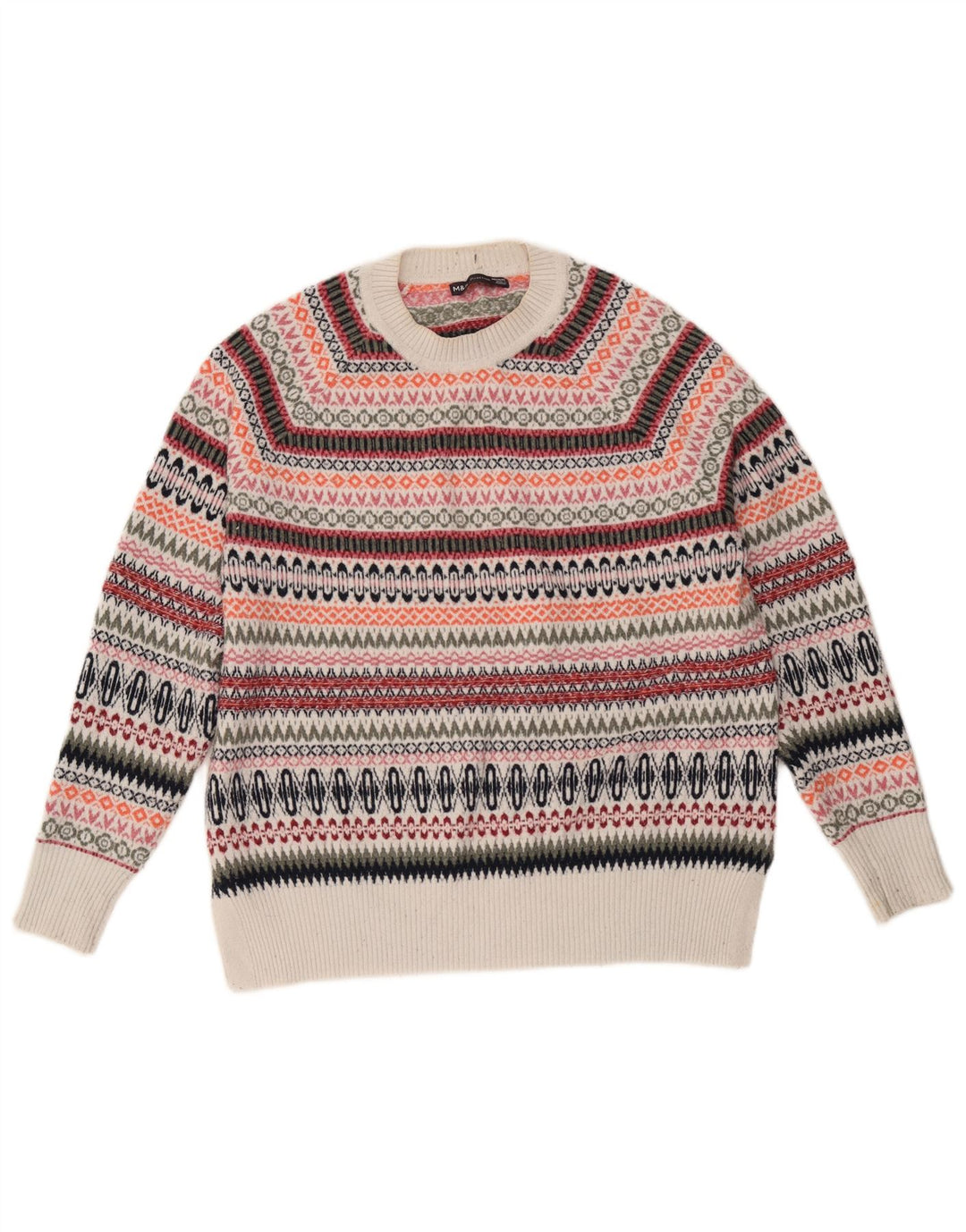 Marks & Spencer Damen-Pullover mit Rundhalsausschnitt, Gr. 14, mittelmehrfarbig