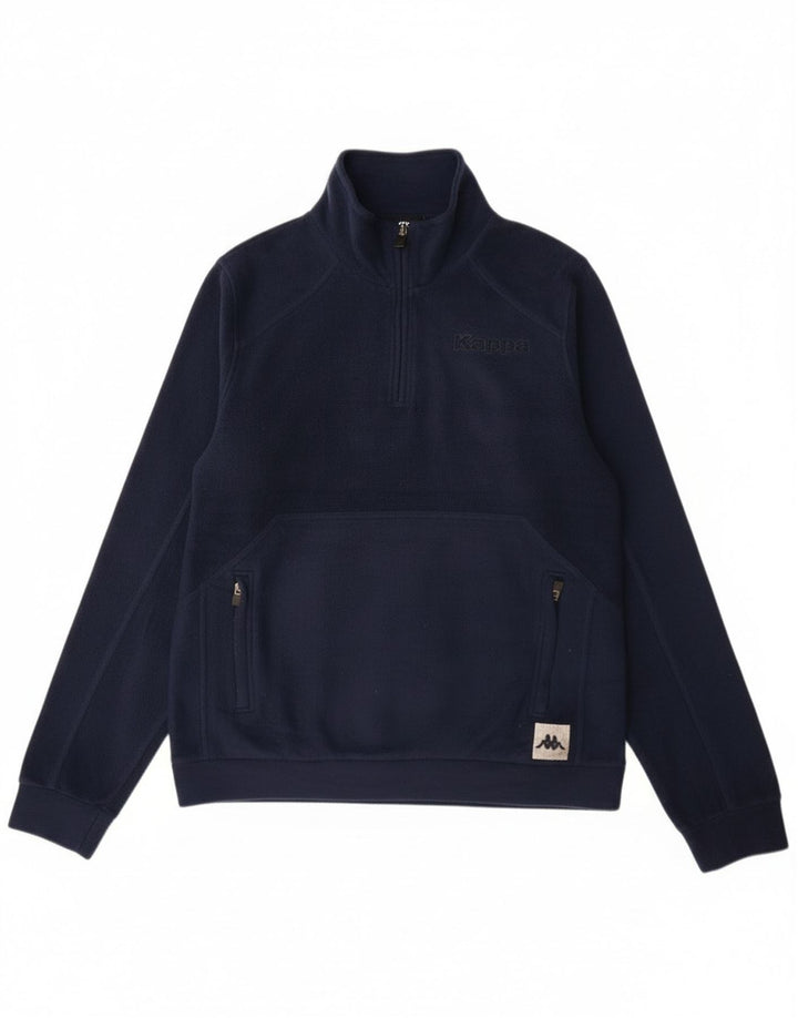 Kappa Herren-Fleecepullover mit grafischem Reißverschluss und Halsausschnitt, mittelmarineblaues Polyester