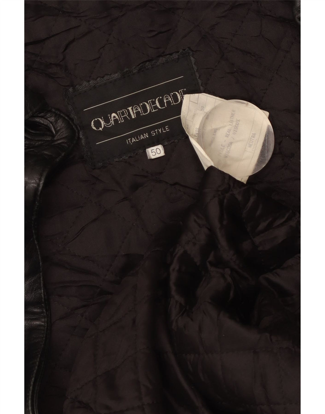 VINTAGE Damen Übergroßer Ledermantel IT 50 XL Schwarzes Leder