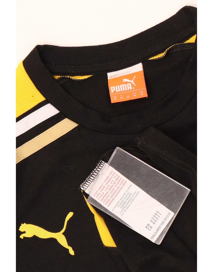 Puma Herren Grafik-T-Shirt-Oberteil Mittelschwarzes Colourblock-Polyester