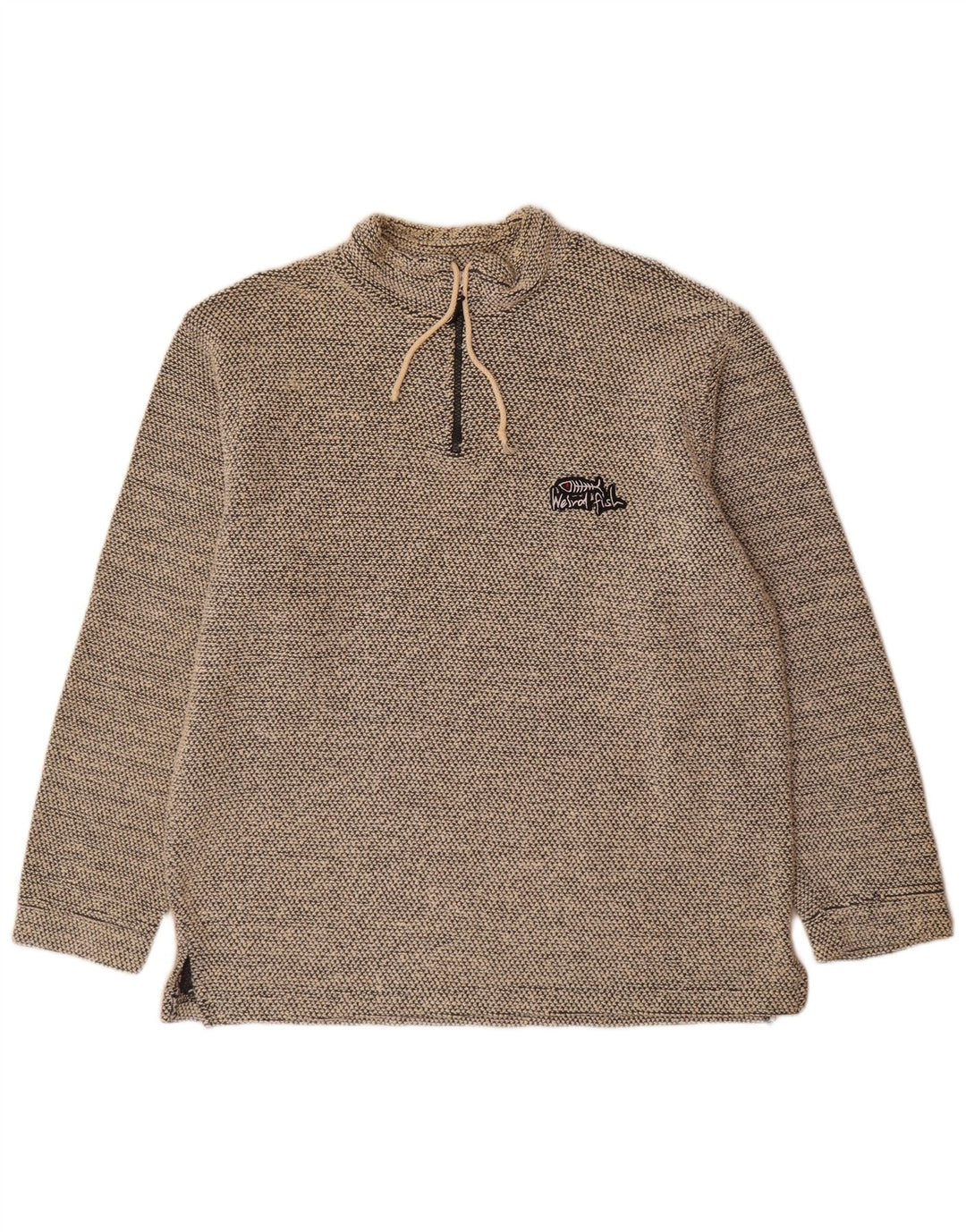 Weird Fish Herren-Sweatshirt mit Reißverschluss am Hals, groß, aus grauer Baumwolle