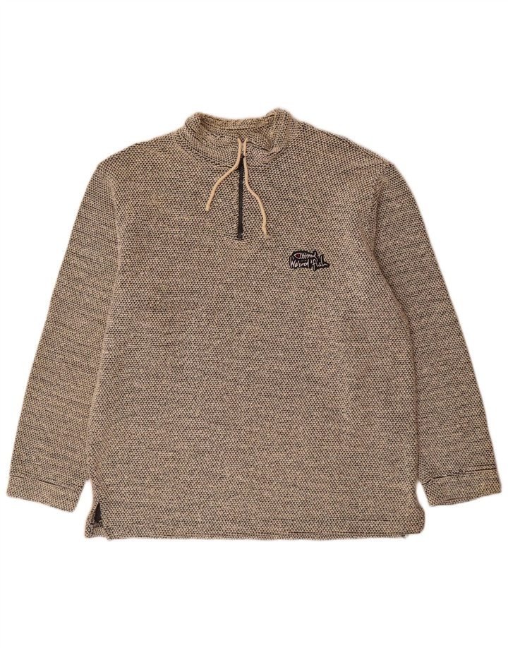 Weird Fish Herren-Sweatshirt mit Reißverschluss am Hals, groß, aus grauer Baumwolle