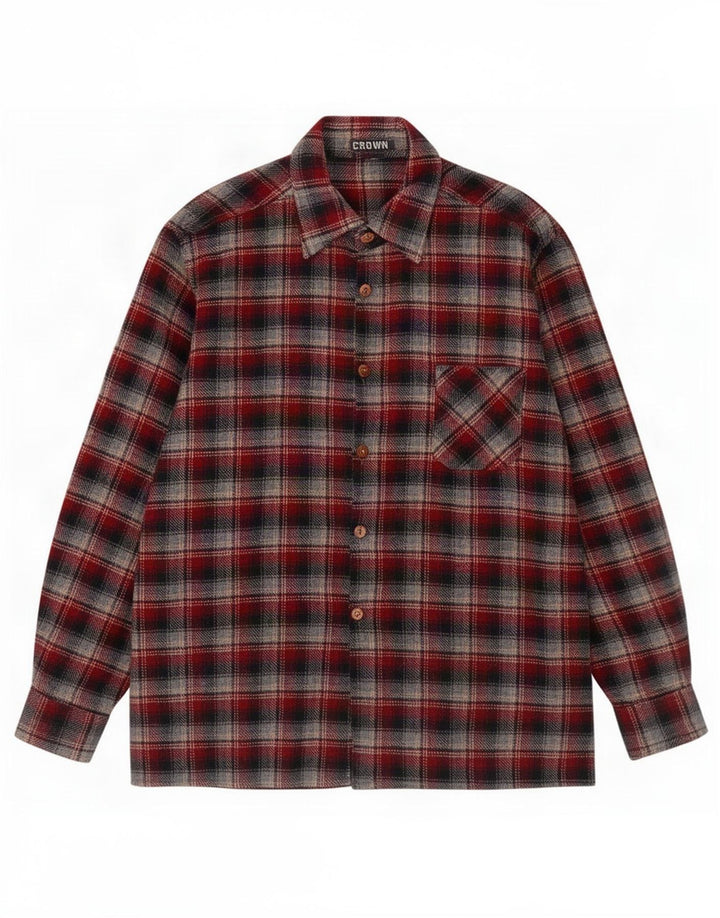 Crown Herren Flanellhemd Mittelrot kariert