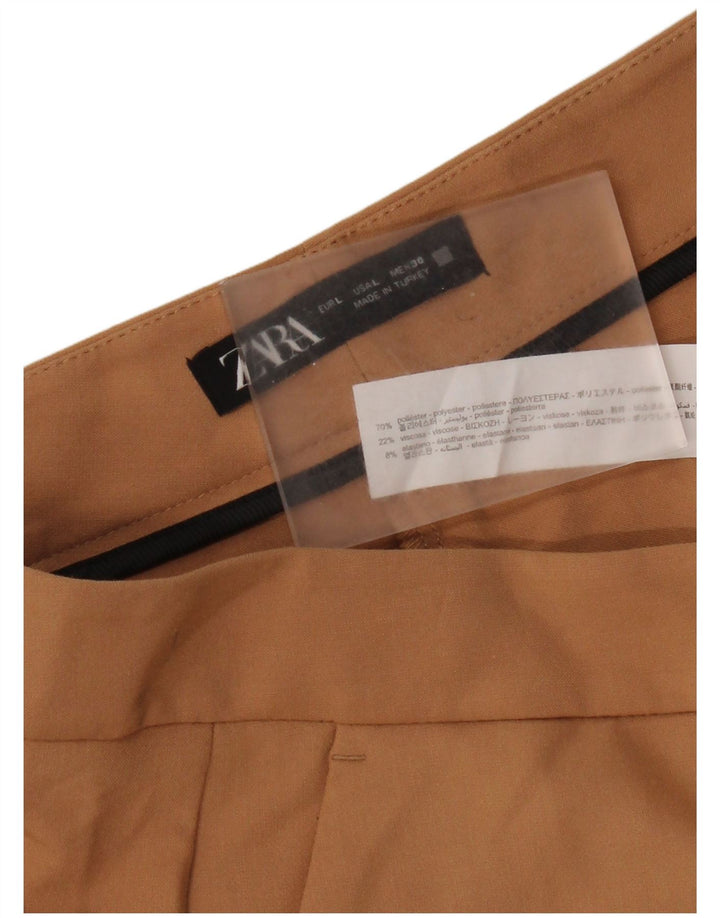 Zara Damen Flare Chino-Hose, Größe L, W30, L31, Braun, Polyester