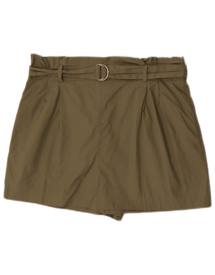 Zara Damen Freizeitshorts XL W32 Khaki Baumwolle