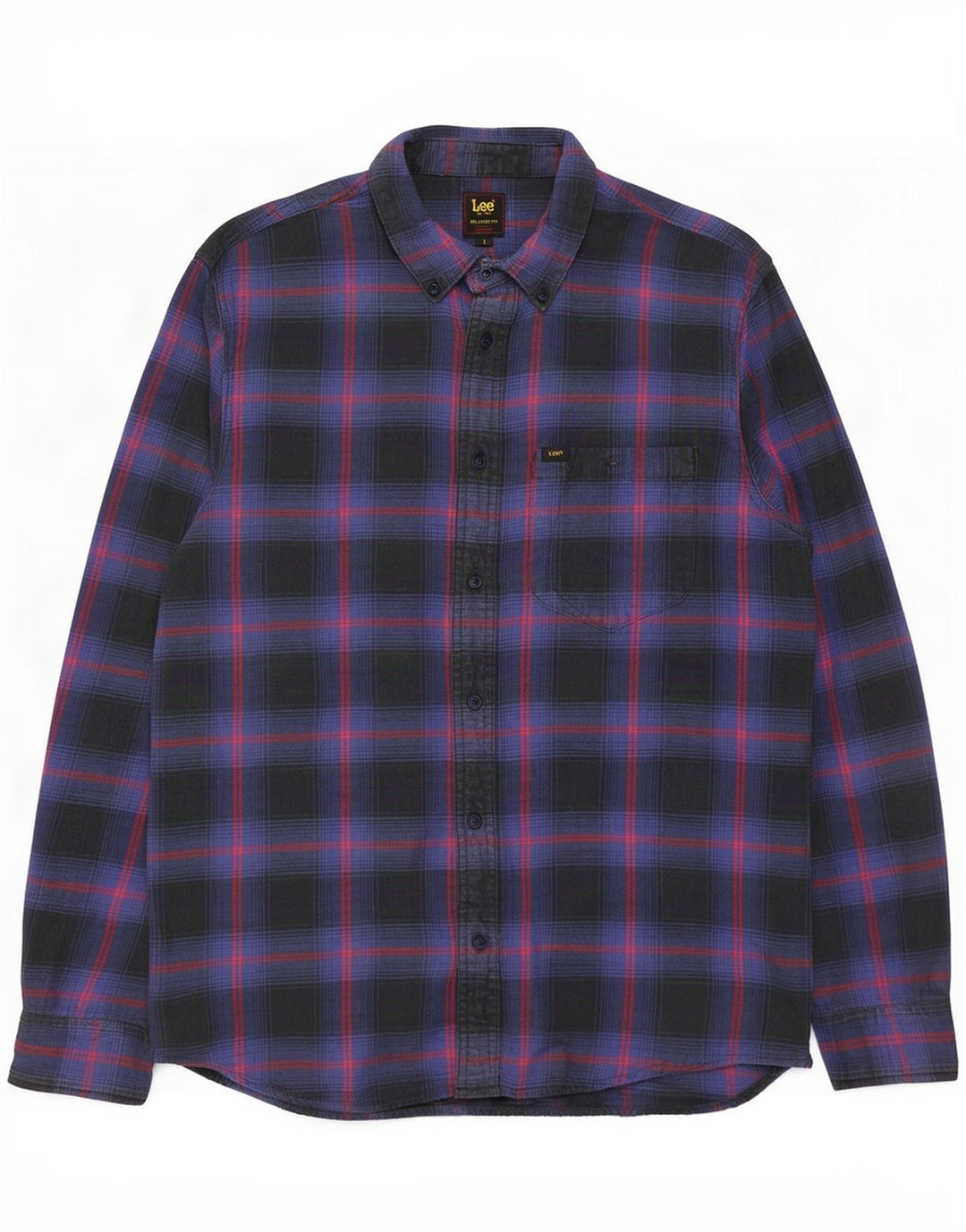 Lee Herren-Flanellhemd mit entspannter Passform, klein, marineblau, kariert, Baumwolle
