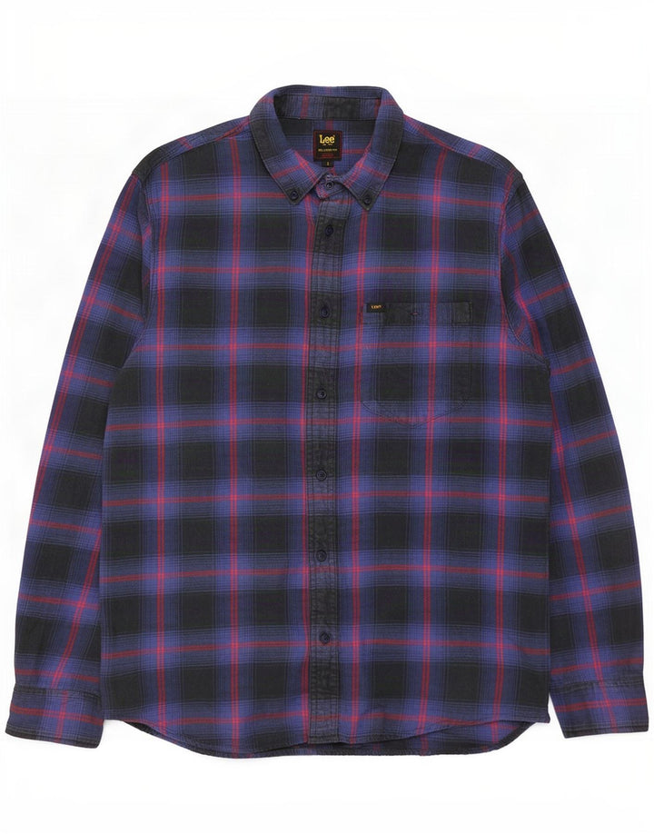 Lee Herren-Flanellhemd mit entspannter Passform, klein, marineblau, kariert, Baumwolle