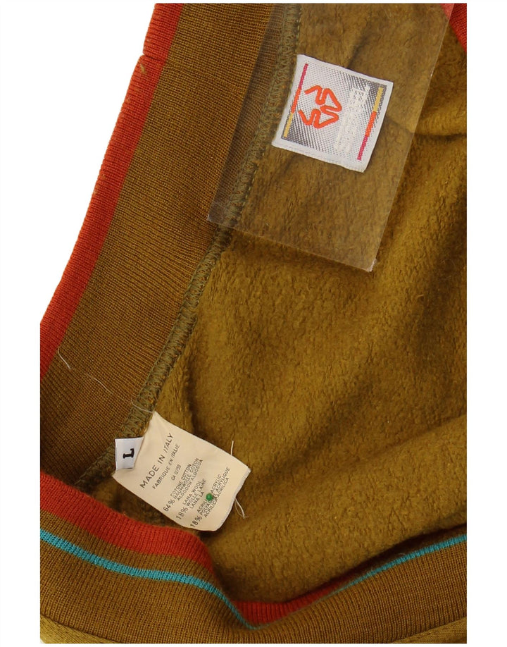 Stefanel Herren-Strickjacke, groß, Khaki, Fair-Isle-Baumwolle