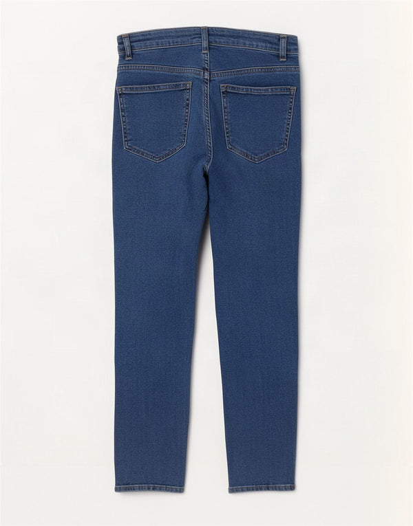 MINT VELVET Gerade Jeans für Damen UK 10 Small W27 L26 Blaue Baumwolle