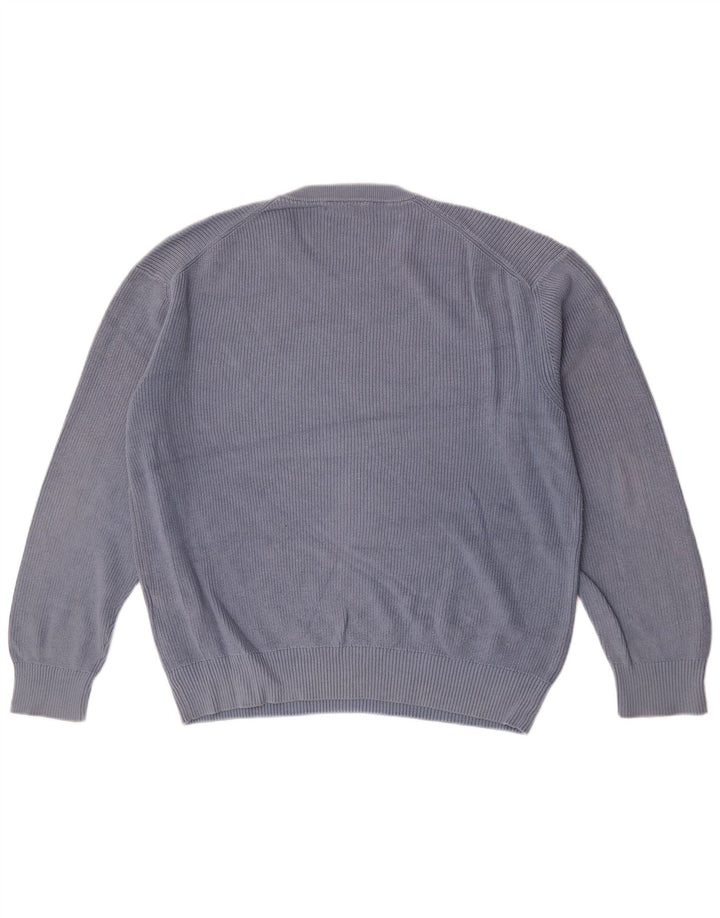 Zara Herren-Pullover mit Rundhalsausschnitt, groß, aus blauer Baumwolle