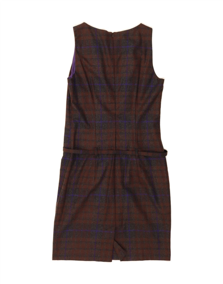 BENETTON Womens Sleeveless Sheath Dress UK 10 Small Brown Check Vintage Benetton and Second-Hand Benetton from Messina Hembry 