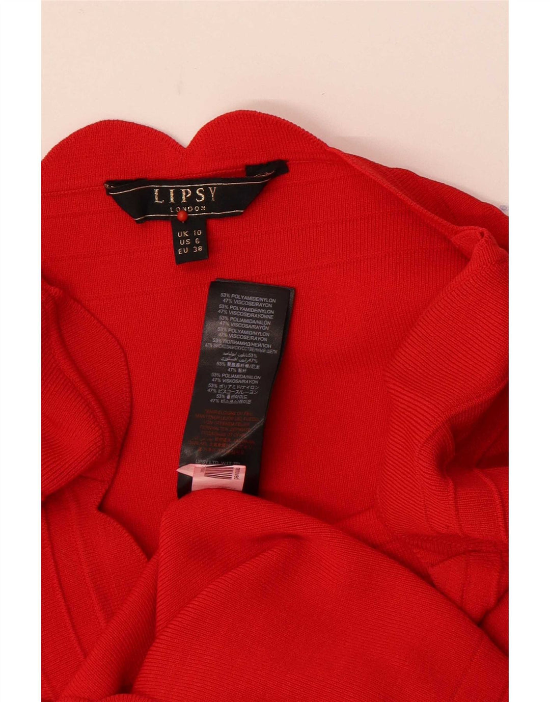 Lipsy Damen Figurbetontes Kleid UK 10 Small Rot Polyamid
