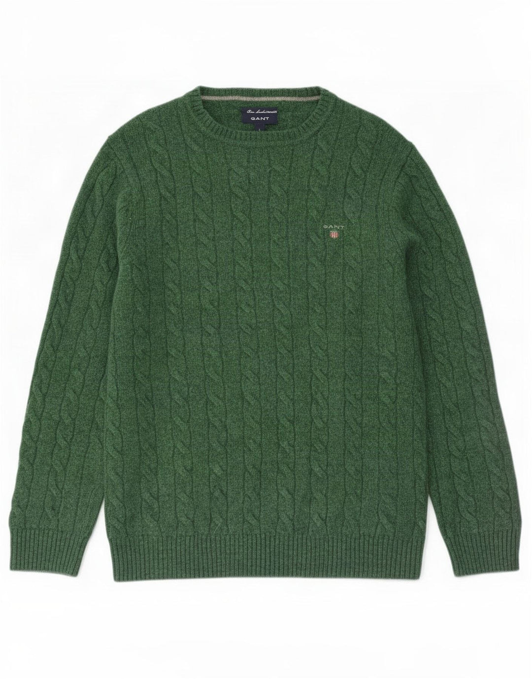 Gant Herren-Pullover mit U-Boot-Ausschnitt, groß, grüne Lammwolle