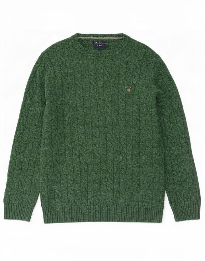 Gant Herren-Pullover mit U-Boot-Ausschnitt, groß, grüne Lammwolle