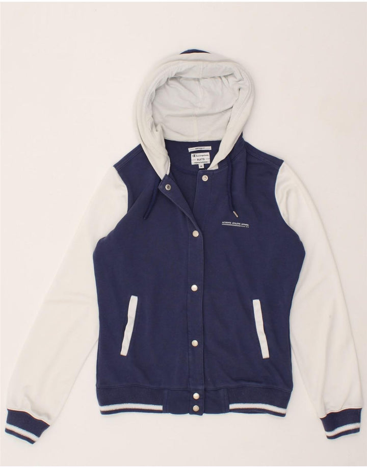 CHAMPION Womens Heritage Fit Varsity Jacket UK 14 Medium Navy Blue Vintage Champion and Second-Hand Champion from Messina Hembry 