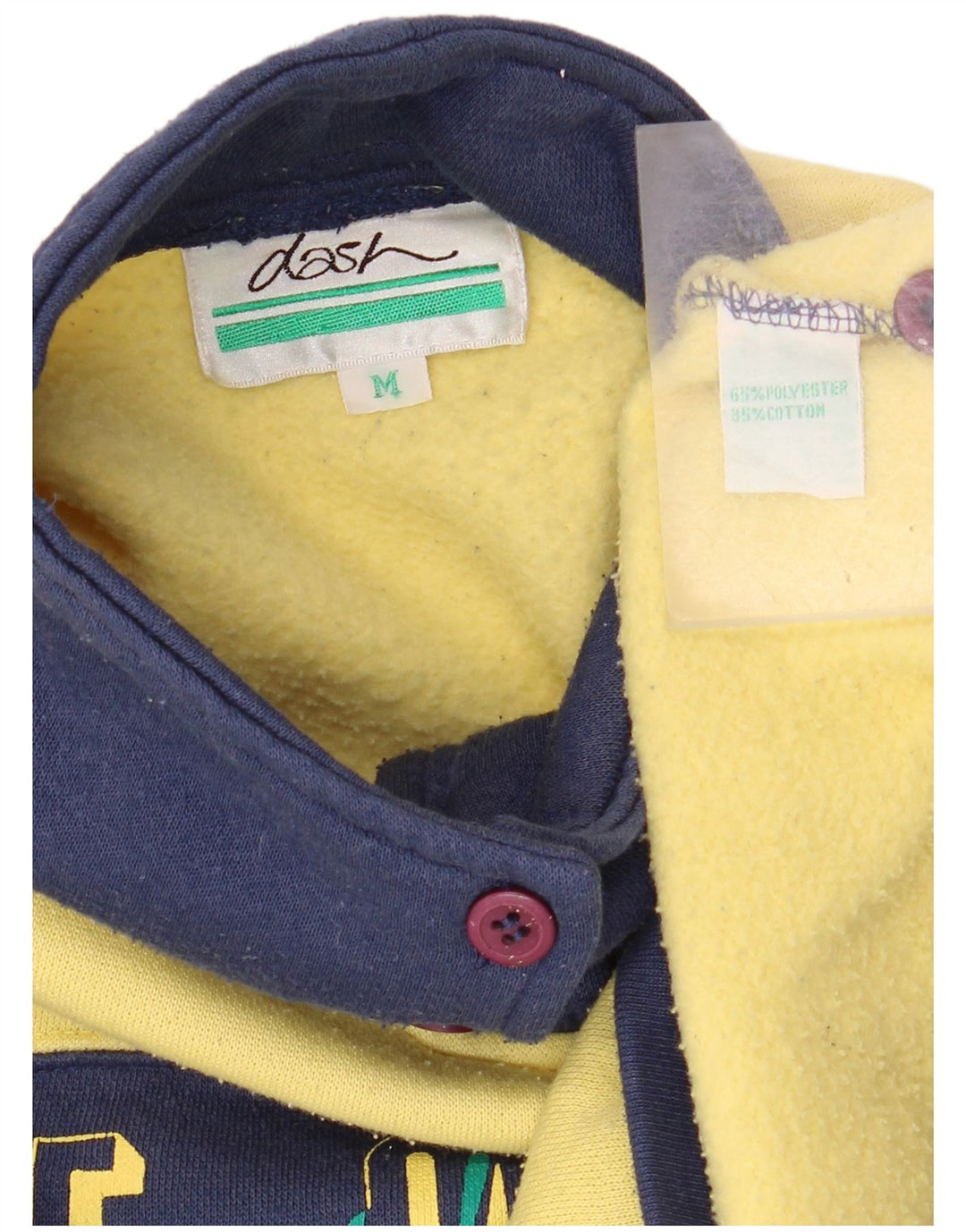 DASH Herren-Sweatshirt mit grafischem Knopfkragen, mittelgelb, Farbblock