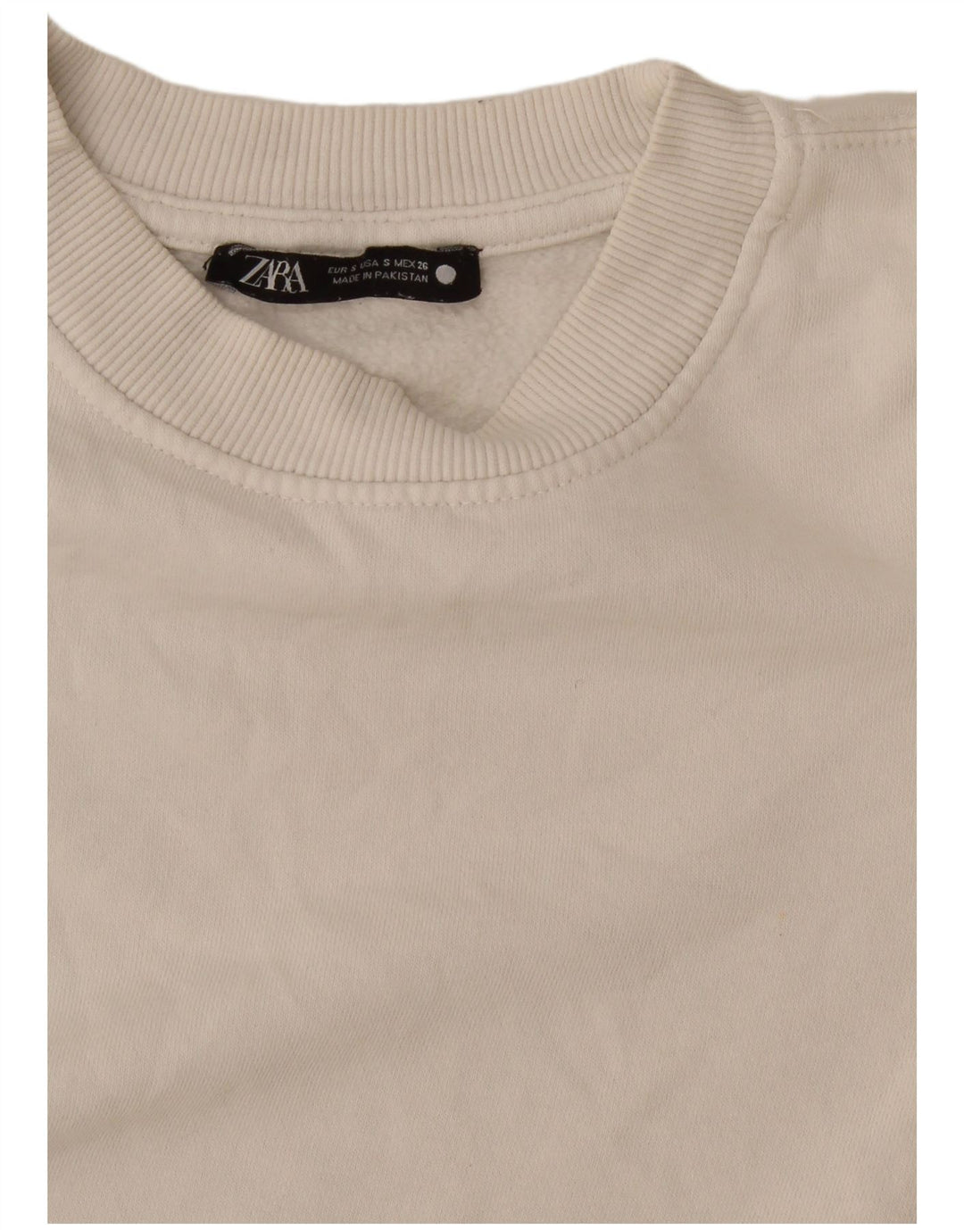 Zara Damen Crop Sweatshirt Pullover UK 10 Small Weiß