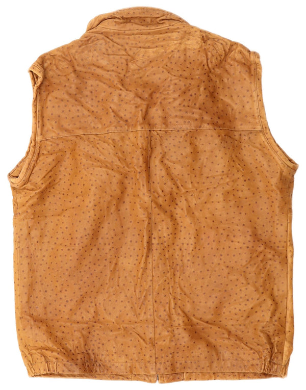 VINTAGE Herren Lederweste IT 56 3XL Braun gefleckt