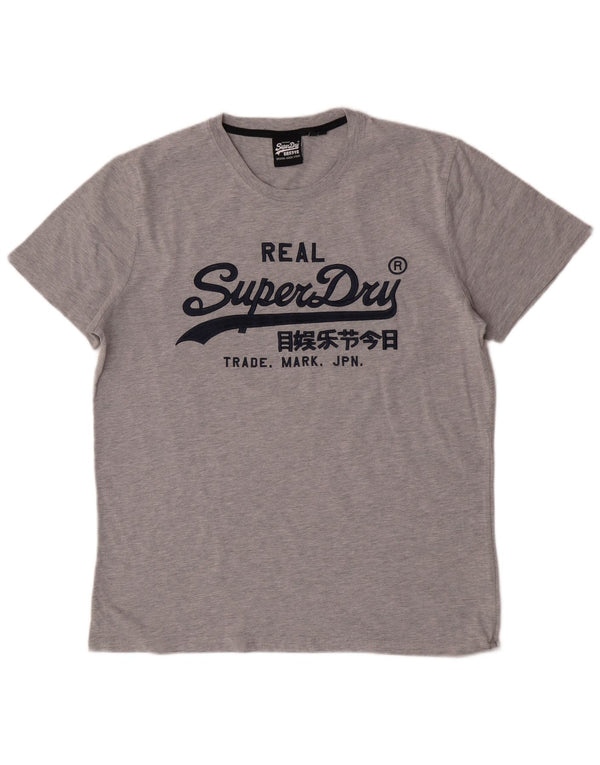 Superdry Herren Grafik-T-Shirt-Oberteil 2XL aus grauer Baumwolle