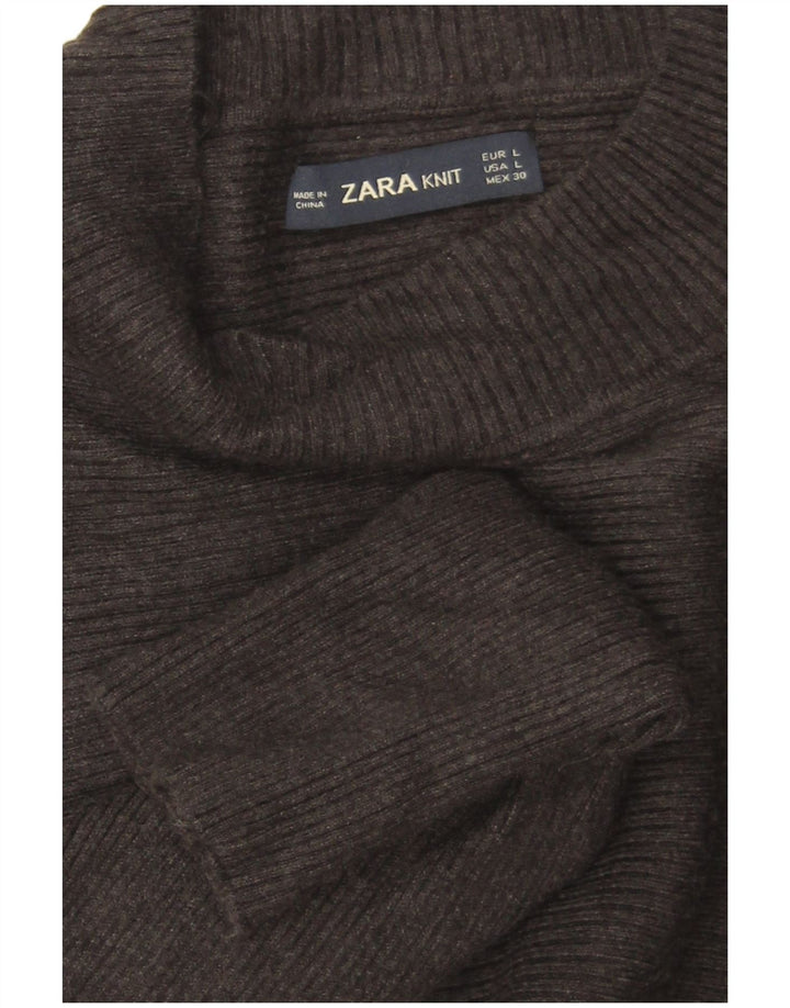 Zara Damen Batwing Crop Rollkragenpullover Pullover UK 16 Large Grau