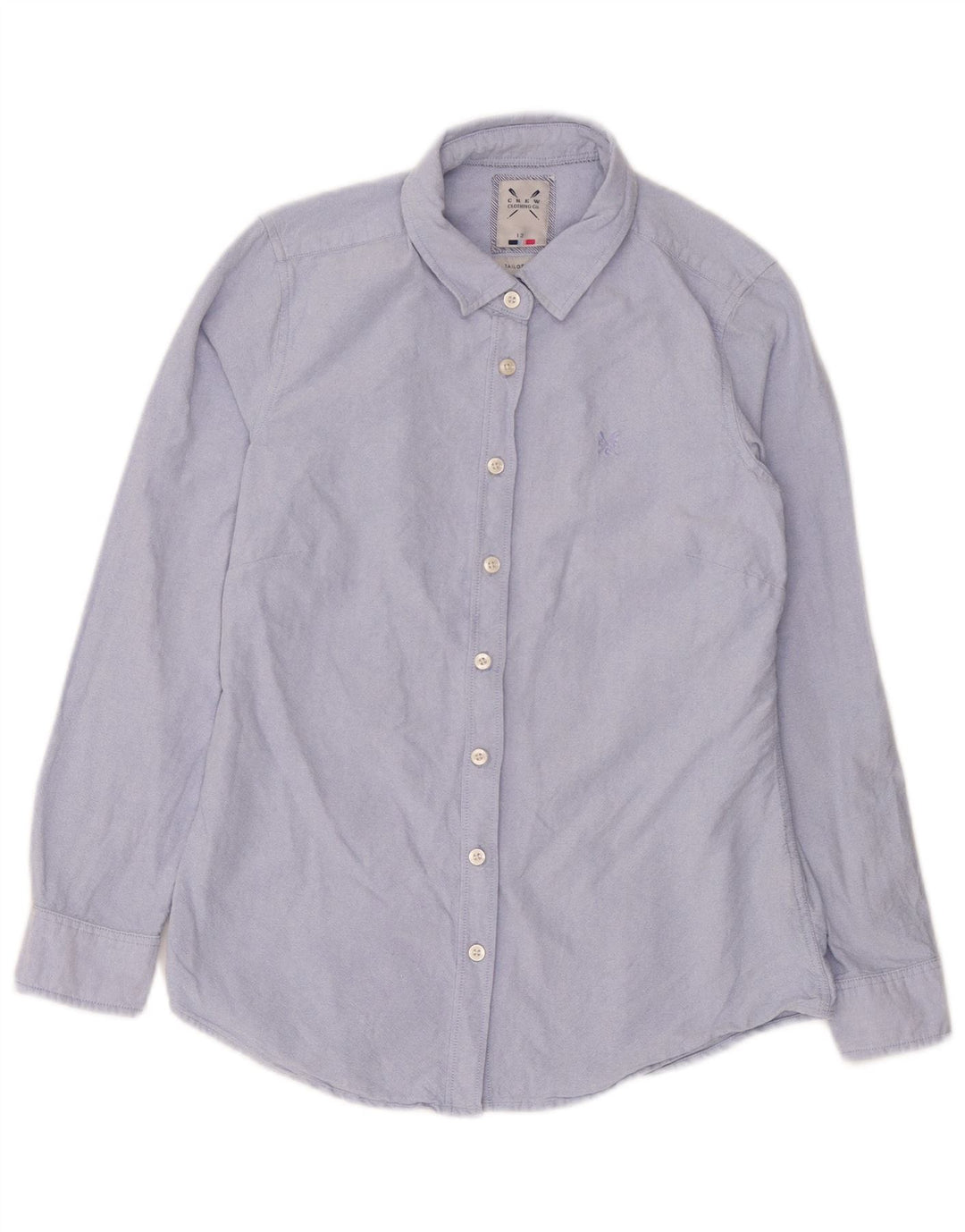 Crew Clothing Maßgeschneidertes Damenhemd UK 12 aus mittelblauer Baumwolle